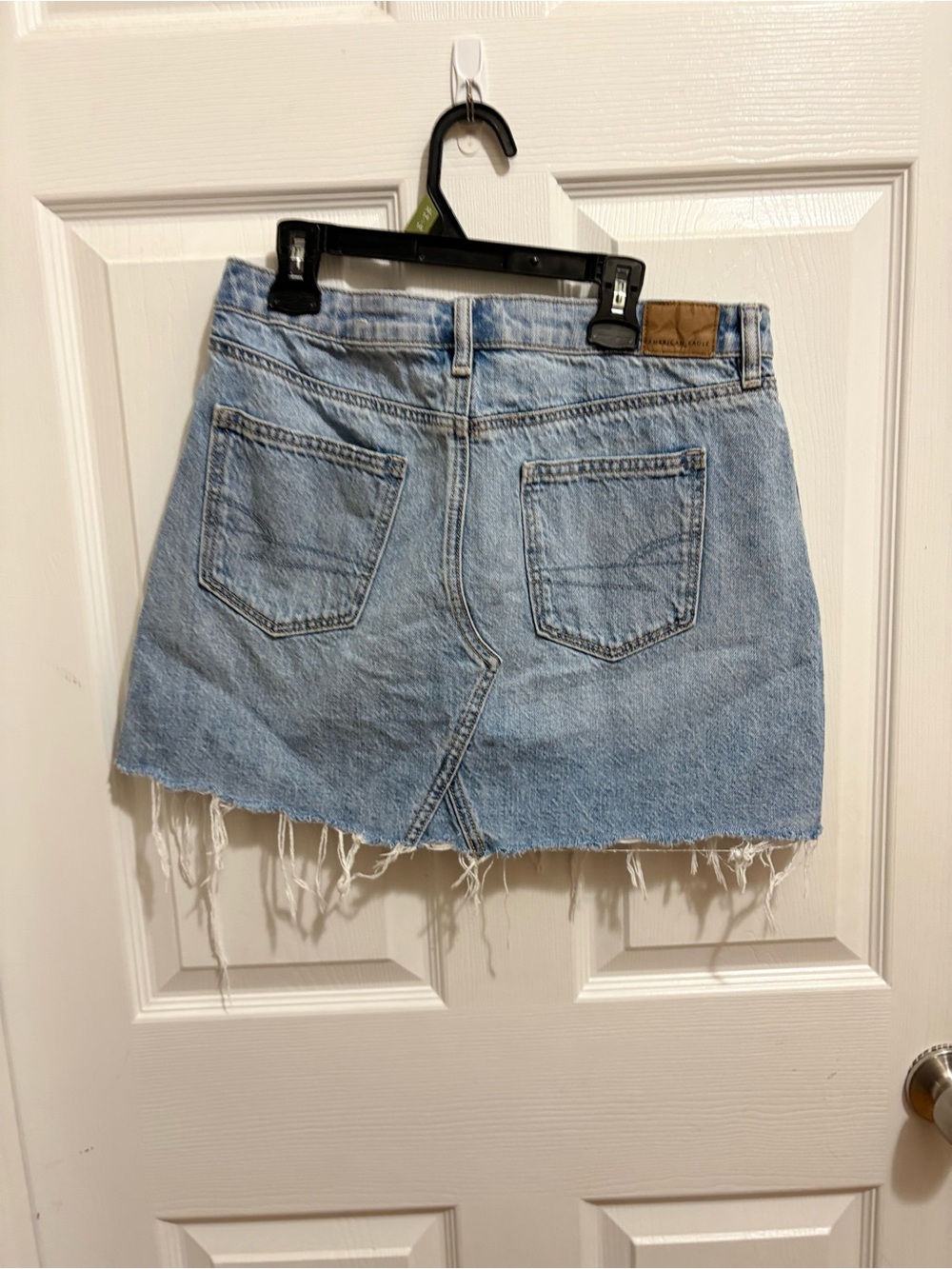 American Eagle Outfitters Light Wash Frayed Denim Mini Skirt - Picture 3 of 3